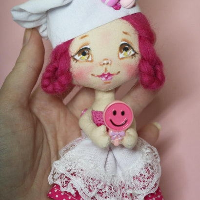 Сувенірна дитяча текстильна лялька кухар кондитер