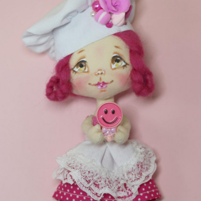 Сувенірна дитяча текстильна лялька кухар кондитер