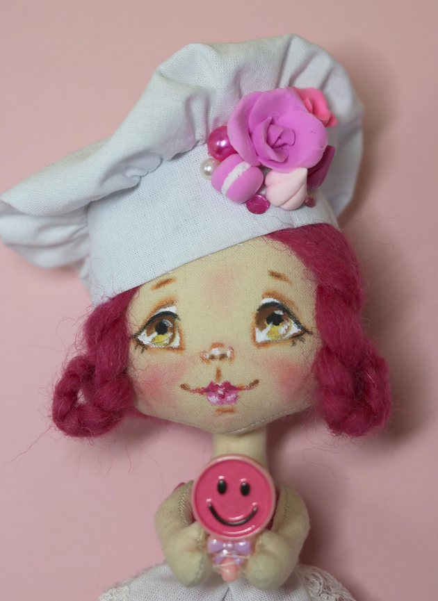 Авторська міні-лялька кондитер ручної роботи - подарунок для повара, кондитера та поціновувачів солодкого мистецтва