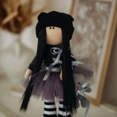 Авторська сувенірна ігрова лялька тільда з серіалу Wednesday Addams