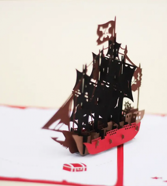 Мужская открытка другу пиратский корабль