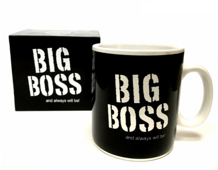 Сувенірна чорна керамічна чашка для справжнього лідера: BIG BOSS – ваш індивідуальний аксесуар