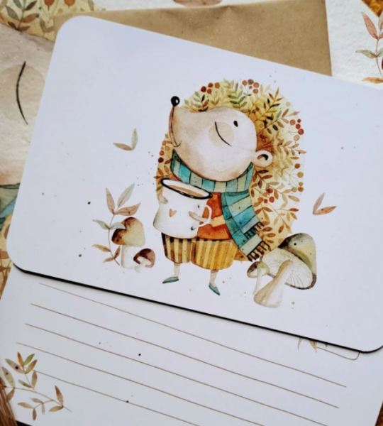 Вітальна дитяча листівка їжачок з днем народження