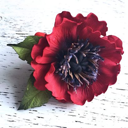 Резинка для волосся польовий червоний мак фоаміран