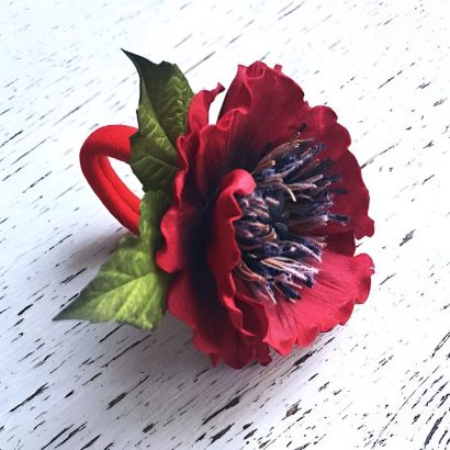 Резинка для волосся польовий червоний мак фоаміран