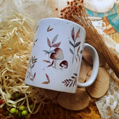 Авторська дитяча керамічна чашка їжачок осінь, 330 мл