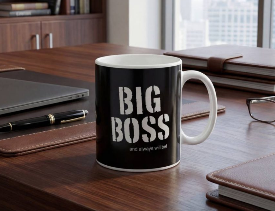 Подарунок на День закоханих для нього: стиль, характер і тепло в одній чорній чашці BIG BOSS