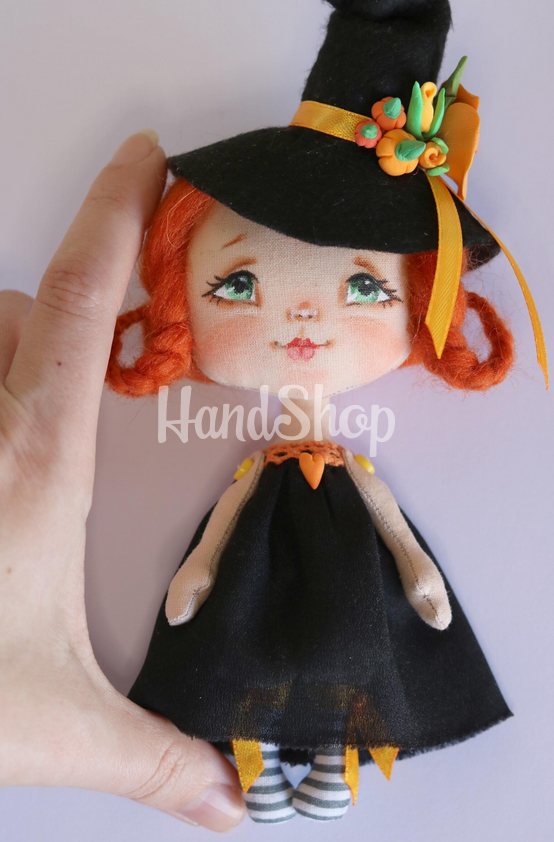 Відьмочка авторська інтер’єрна сувенірна лялька рудоволоса Відьмочка авторська інтер’єрна сувенірна лялька рудоволоса