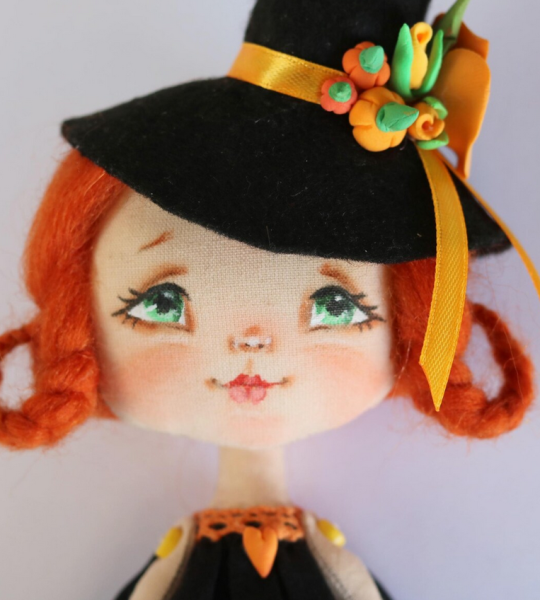 Відьмочка авторська інтер’єрна сувенірна лялька рудоволоса