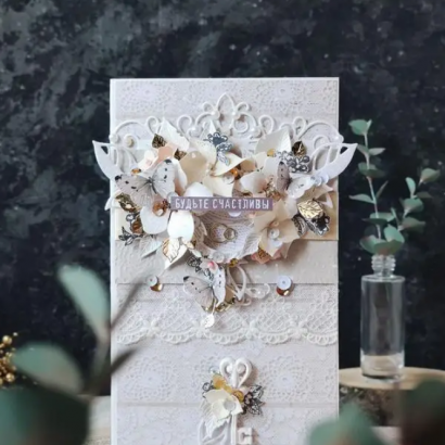 Весільний конверт для грошей листівка квіти, метелики
