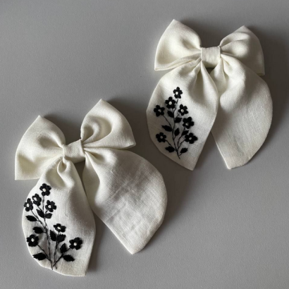 Авторські прикраси для волося з вишивкою чорні квіти ромашки - ексклюзивно, стильно та дуже красиво під вашу вишиванку!