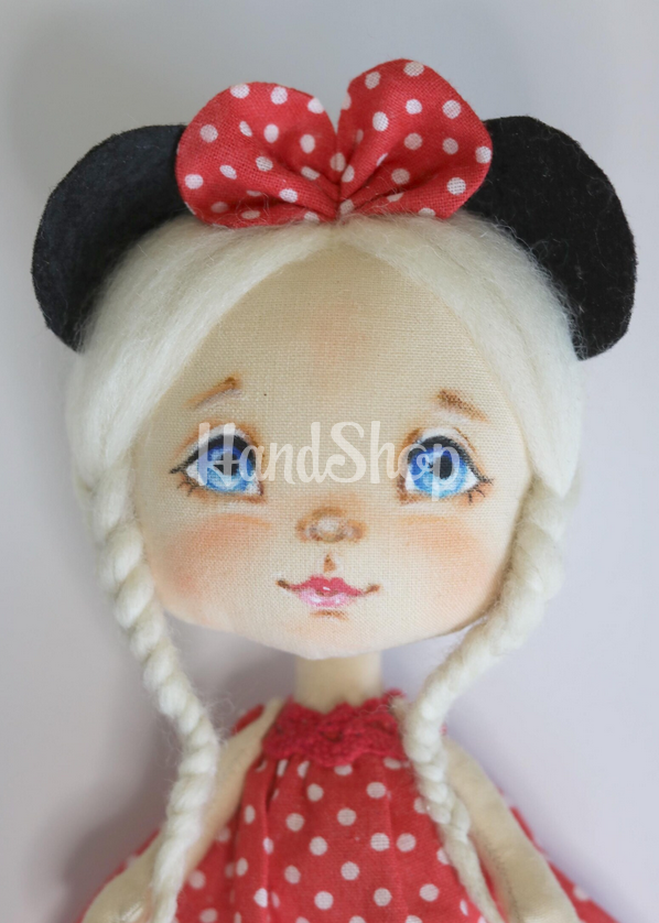 Лялька авторська маленька сувенірна білявка Мінні Маус Лялька авторська маленька сувенірна білявка Мінні Маус