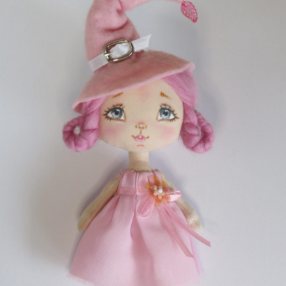 Відьмочка інтер’єрна лялька з рожевим волоссям