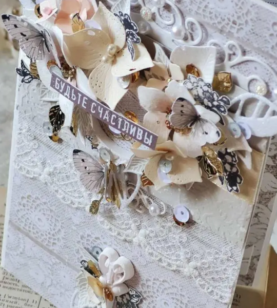 Весільний конверт для грошей листівка квіти, метелики