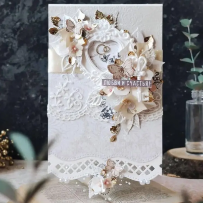 Авторський конверт для грошей весільна листівка сердце