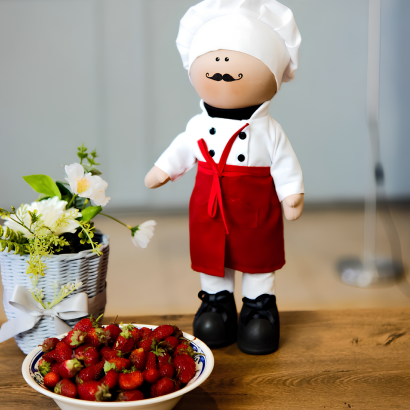 Велика сувенірна авторська текстильна лялька тільда повар