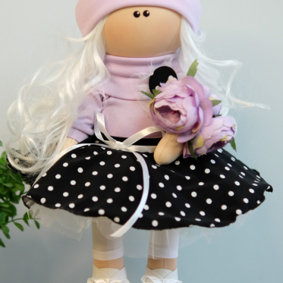 Лялька текстильна блондинка з довгим волоссям