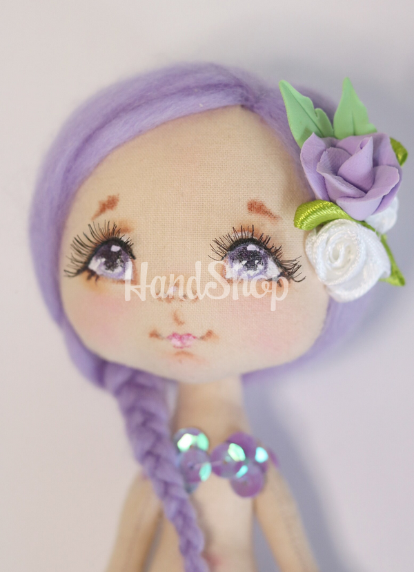 Лялька маленька русалонька з фіолетовим волоссям сувенір Лялька маленька русалонька з фіолетовим волоссям сувенір