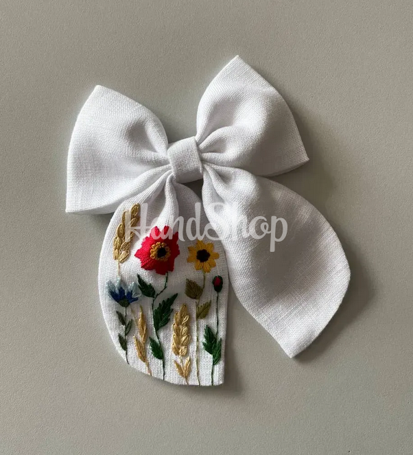 Дитячий красивий бантик для волосся квіти ручна вишивка Дитячий красивий бантик для волосся квіти ручна вишивка