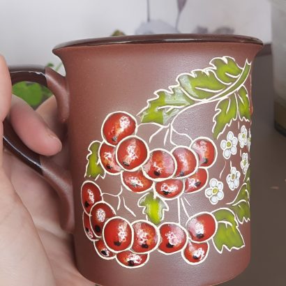 Сувенірна керамічна чашка червона калина Україна, ручний розпис