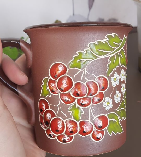 Сувенірна керамічна чашка червона калина Україна, ручний розпис