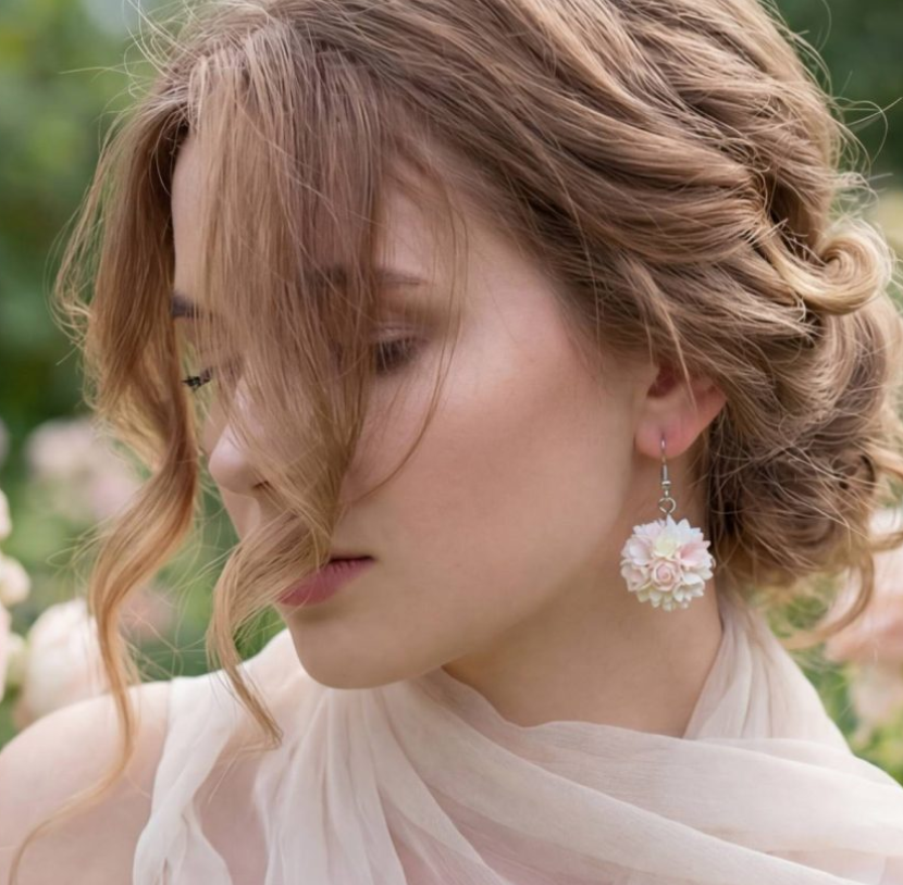 Ефектні сережки-кульки handmade з маленькими квітами - стильні літні аксесуари для модниць