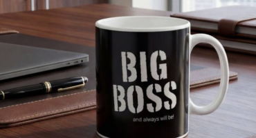 Для найкращого тата та головного Big Boss родини - велика чорна керамічна чашка 800 мл, подарунок на День Батька з характером