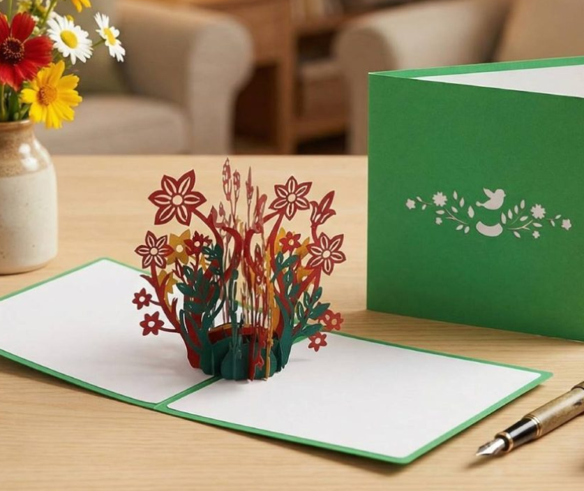 Авторська жіноча вітальна 3D листівка з квітами - маленьке диво, яке розквітає у ваших руках