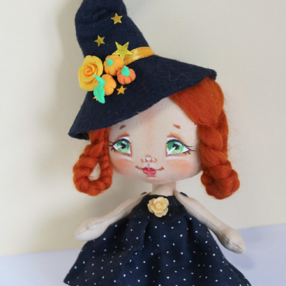 Відьмочка авторська інтер’єрна сувенірна лялька рудоволоса