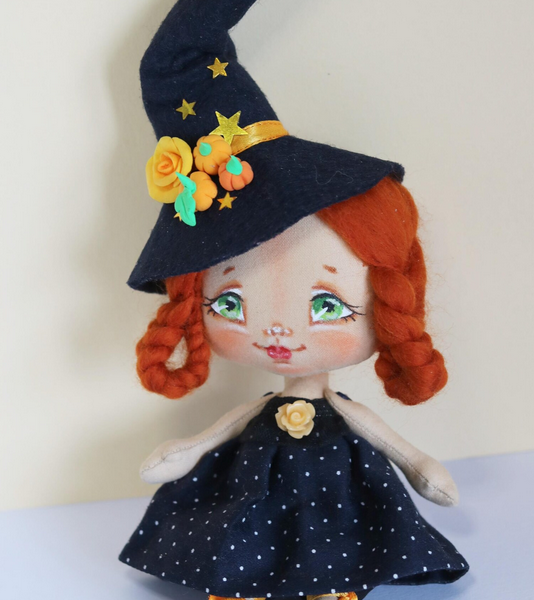 Відьмочка авторська інтер’єрна сувенірна лялька рудоволоса