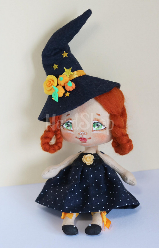 Відьмочка авторська інтер’єрна сувенірна лялька рудоволоса Відьмочка авторська інтер’єрна сувенірна лялька рудоволоса