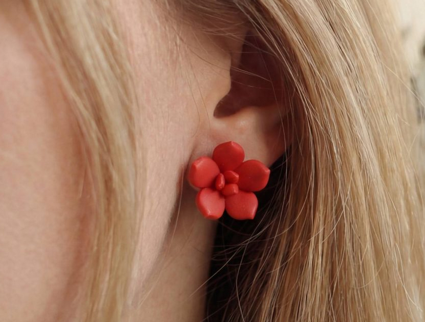 Червоний акцент у деталях: як авторські квіткові сережки-сукуленти з глини підкорили серця сучасних жінок