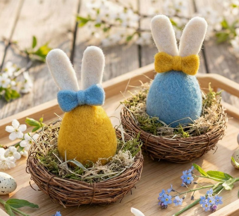 Жовто-блакитна весна: авторські великодні підвіски-яєчка з вовни, що дарують затишок і радість