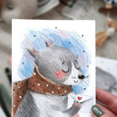 Красивая открытка с волком с днем рождения