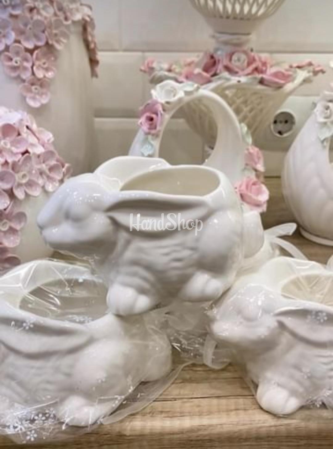 Декоративна цукерниця з порцеляни білий зайчик Декоративна цукерниця з порцеляни білий зайчик