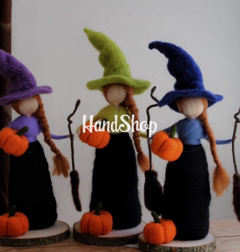 Сувенир кукла ведьмочка из шерсти на Halloween (на выбор!) — фото 4