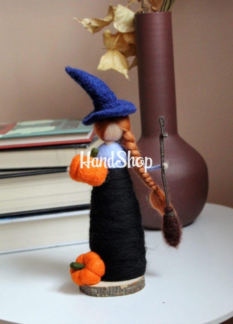 Сувенир кукла ведьмочка из шерсти на Halloween (на выбор!) — фото 5