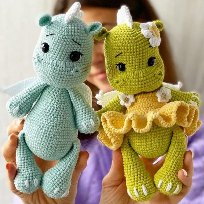 Символи удачі та мудрості 2024: унікальна романтична пара зелених в'язаних дракончиків ручної роботи