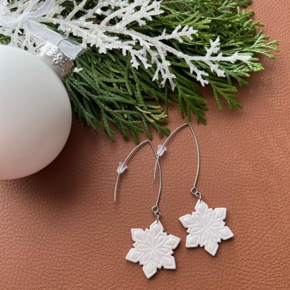 Жіночі святокові зимові сережки сніжинки глина
