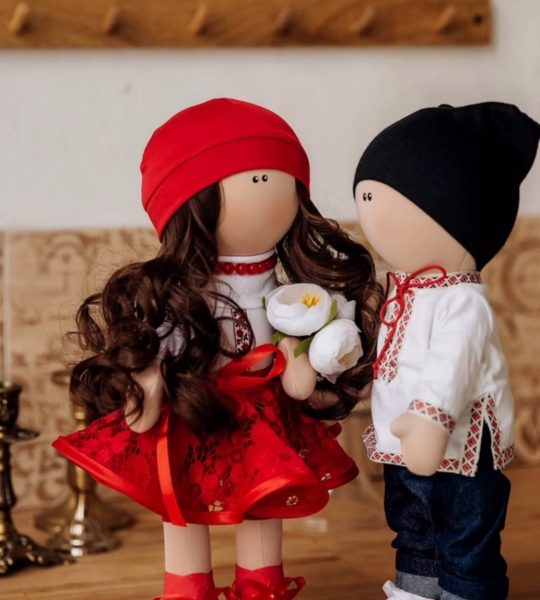 Весільна пара ляльки тільда українці сувенір молодятам