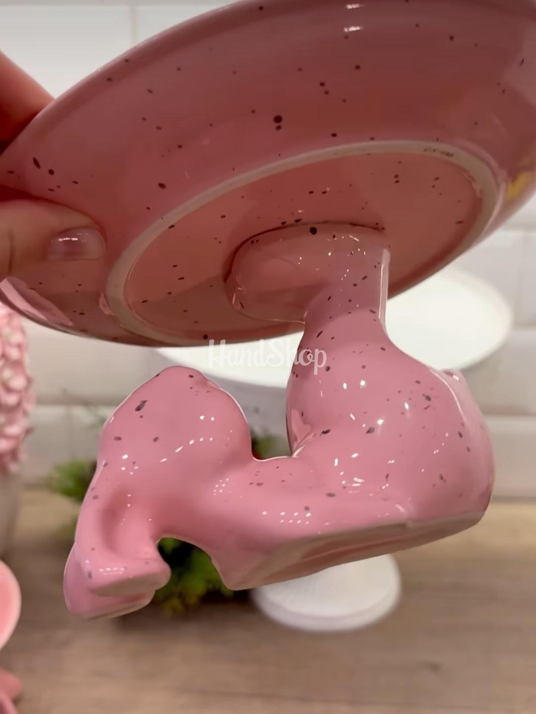 Декоративна підставка з порцеляни рожевий зайчик Великдень Декоративна підставка з порцеляни рожевий зайчик Великдень