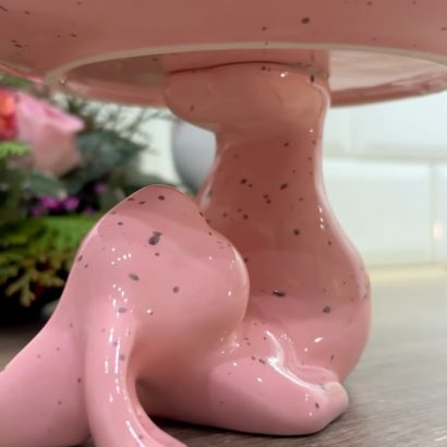 Декоративна підставка з порцеляни рожевий зайчик Великдень