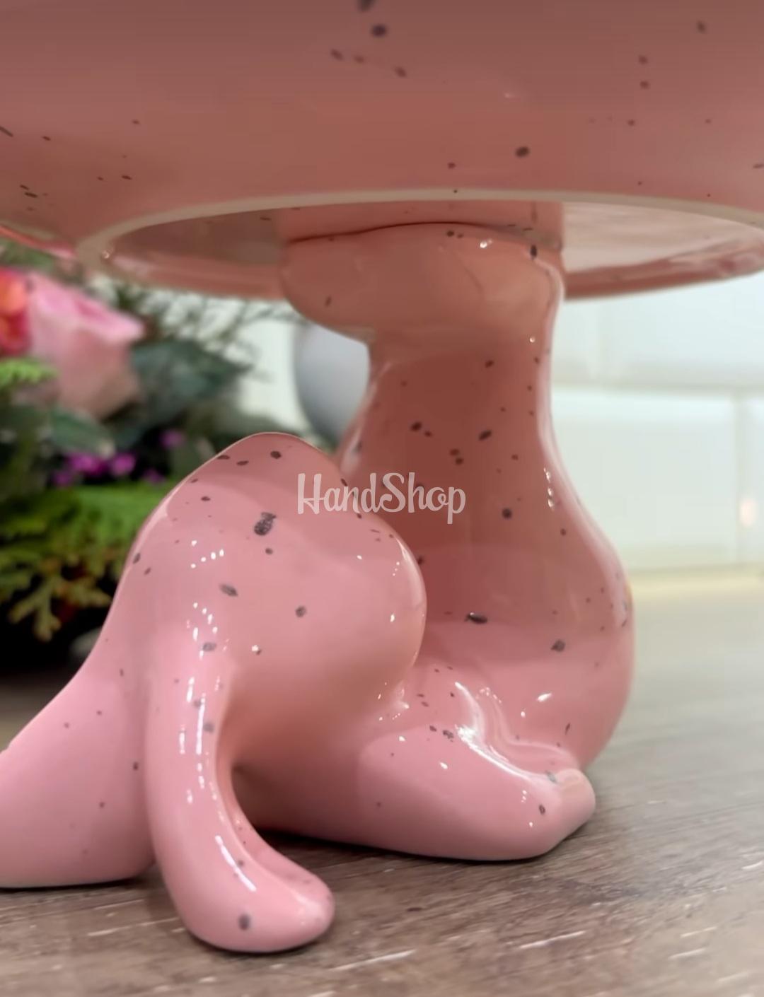 Декоративна підставка з порцеляни рожевий зайчик Великдень Декоративна підставка з порцеляни рожевий зайчик Великдень