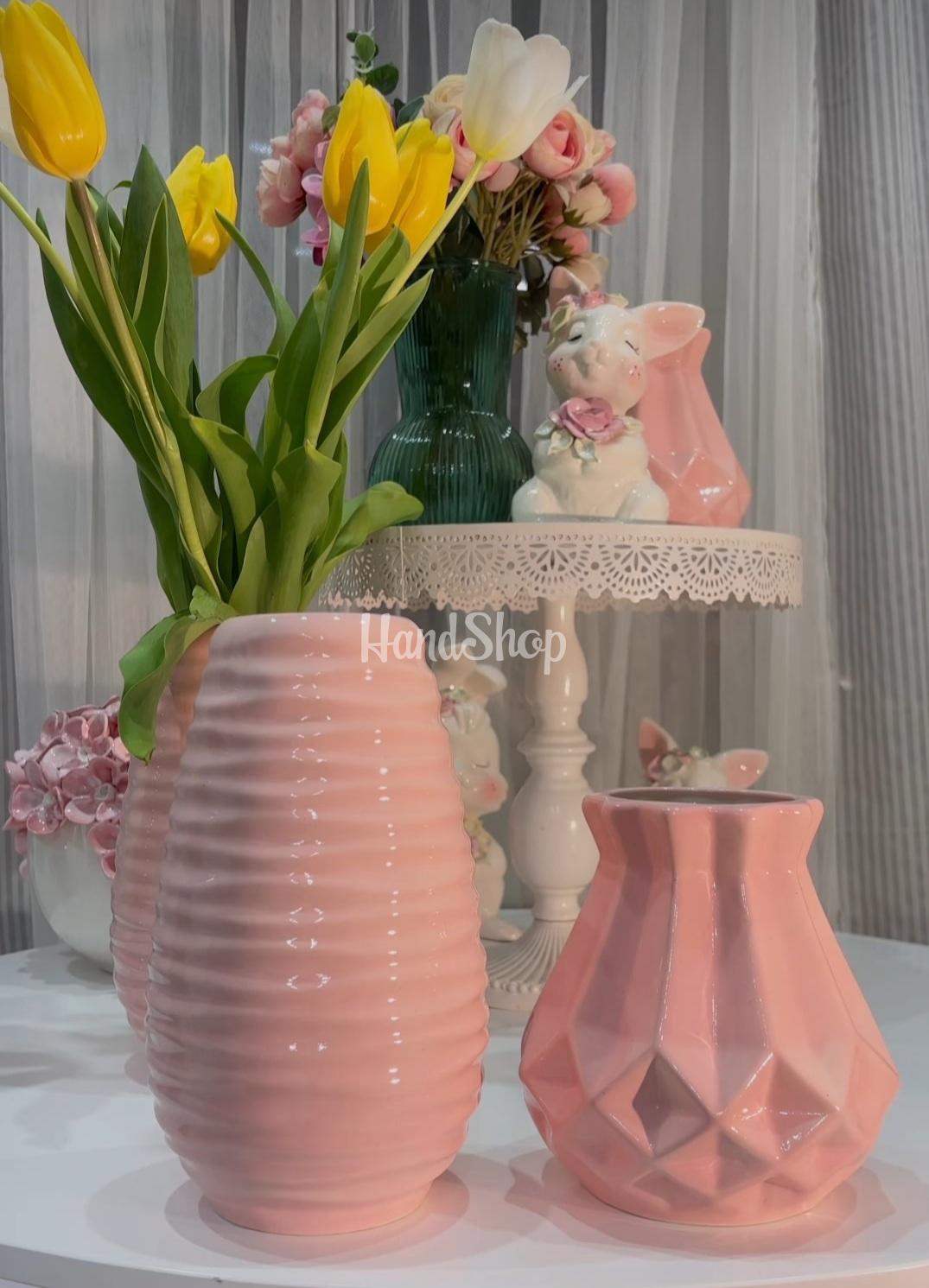 Рожева велика порцелянова ваза ручної роботи для квітів Рожева велика порцелянова ваза ручної роботи для квітів