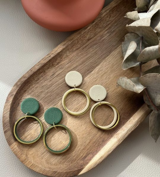 Жіночі геометричні круглі сережки глина (на вибір!)