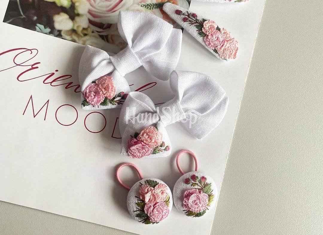 Дитячі резинки для волосся квіти англійські троянди, 2 шт Дитячі резинки для волосся квіти англійські троянди, 2 шт