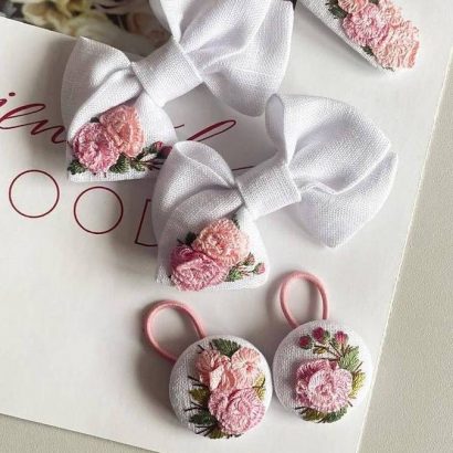 Дитячі резинки для волосся квіти англійські троянди, 2 шт
