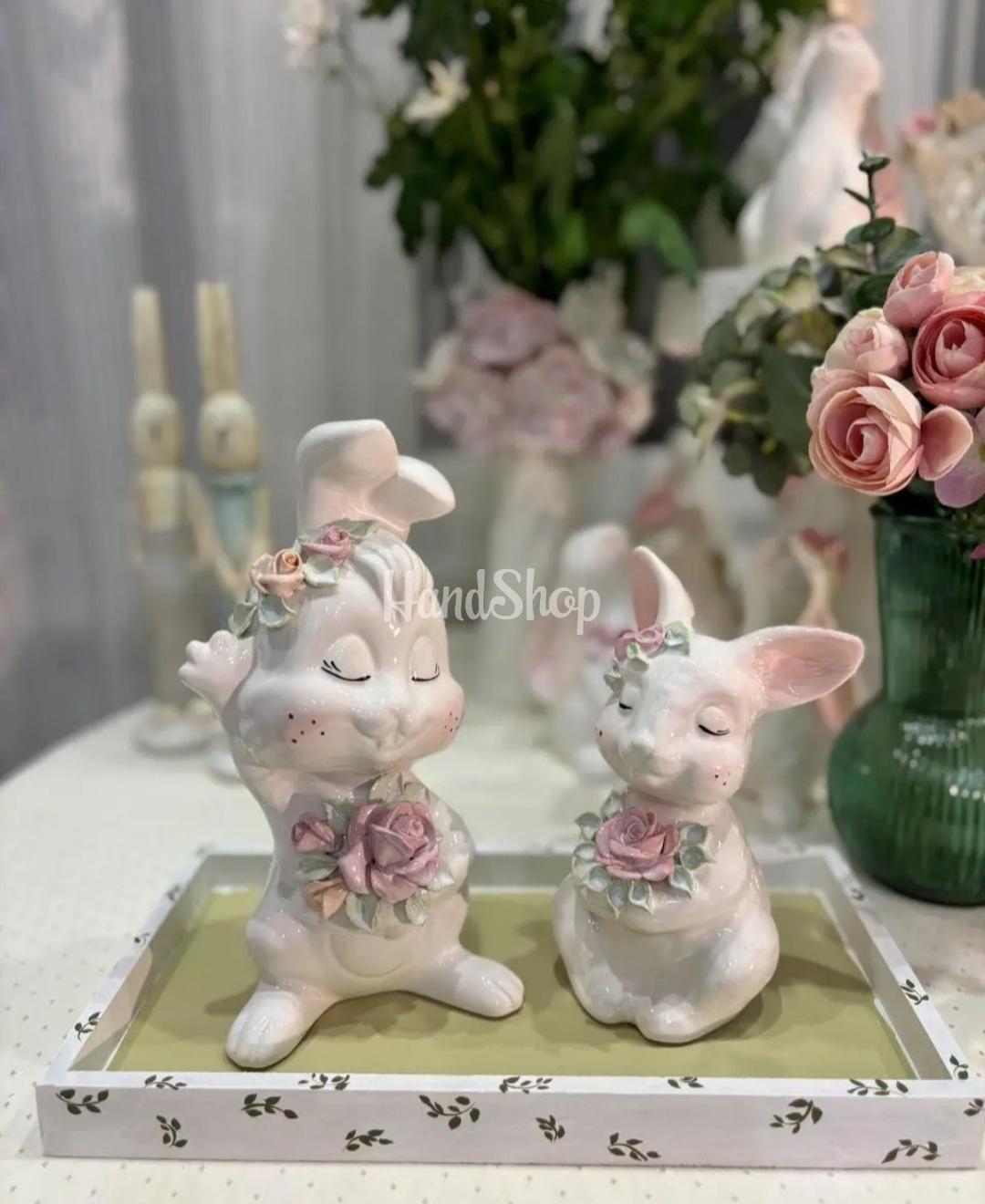 Сувенірний набір білих порцелянових зайчиків пара, 2 шт Сувенірний набір білих порцелянових зайчиків пара, 2 шт