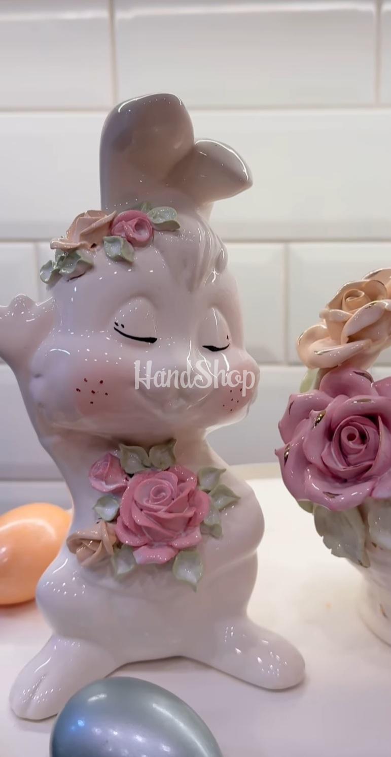 Декоративний великий білий порцеляновий зайчик сувенір Декоративний великий білий порцеляновий зайчик сувенір