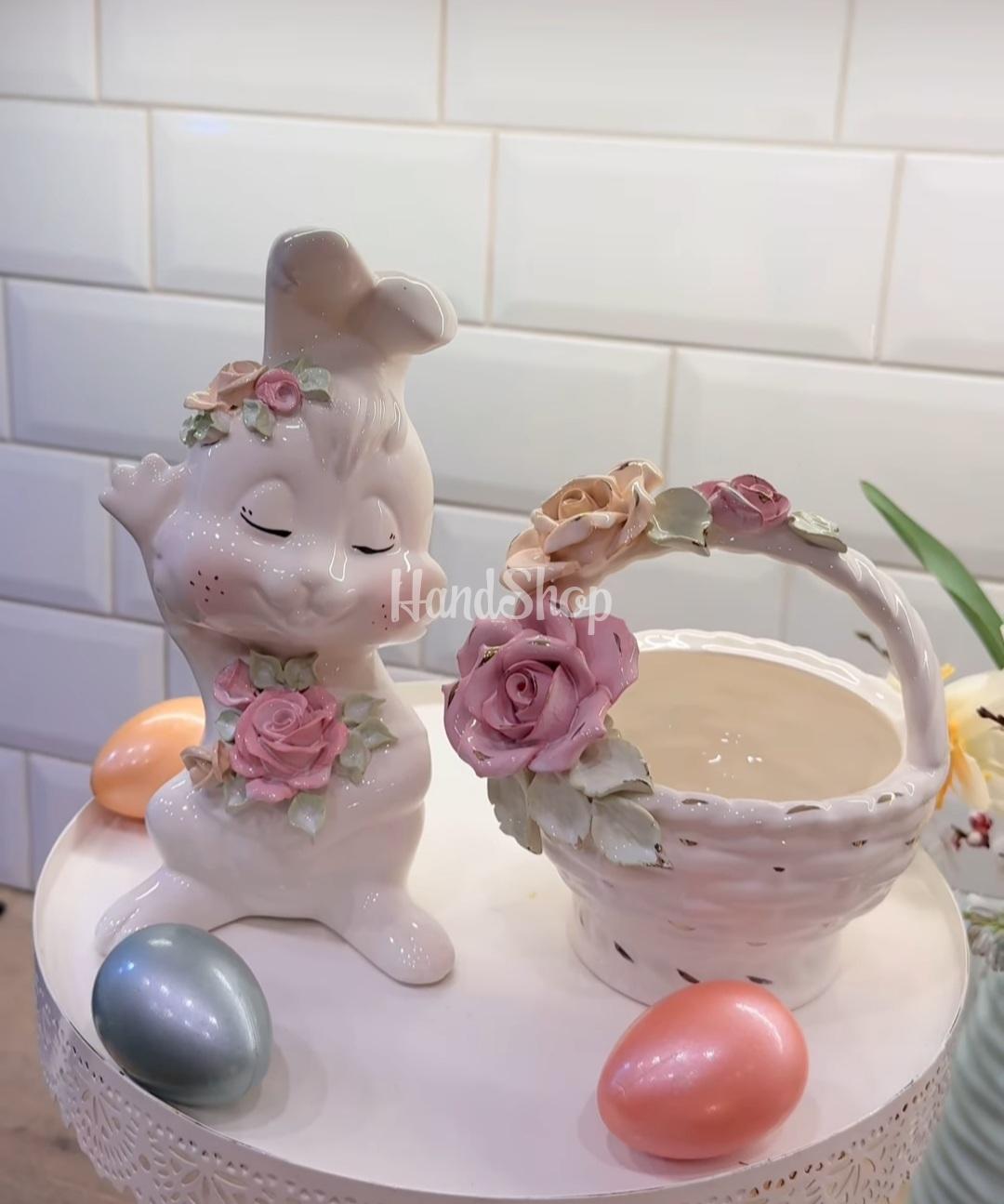 Декоративний великий білий порцеляновий зайчик сувенір Декоративний великий білий порцеляновий зайчик сувенір